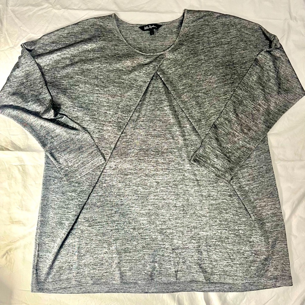 Metallic Dark Grey 3/4 Sleeve Blouse.